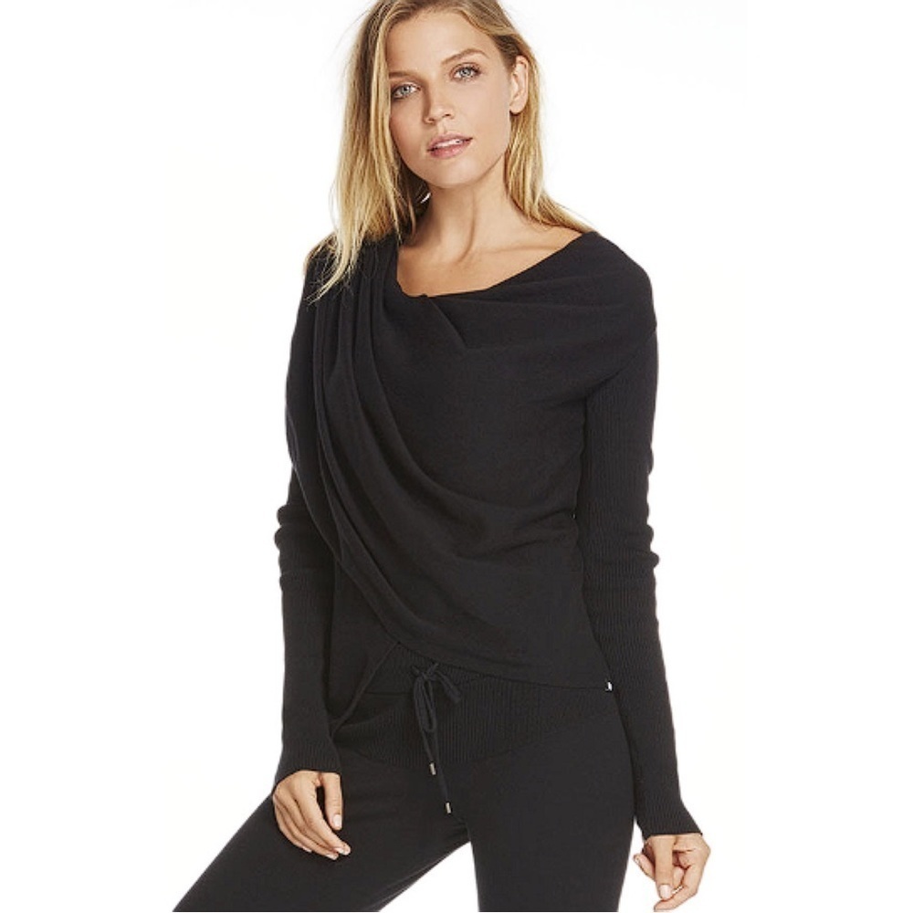 Fabletics Black Long Sleeve Savanna Wrap Shrug Combo Sweater